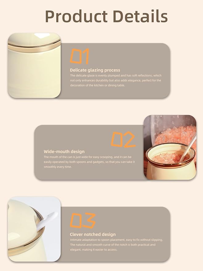 HAOTOP 12oz Sugar Bowl with Lid and Spoon,Simple Ceramic Sugar Jar Sugar Container Sugar Dispenser Coffee Bar Accessories, Modern Kitchen Countertop Canisters, Beige