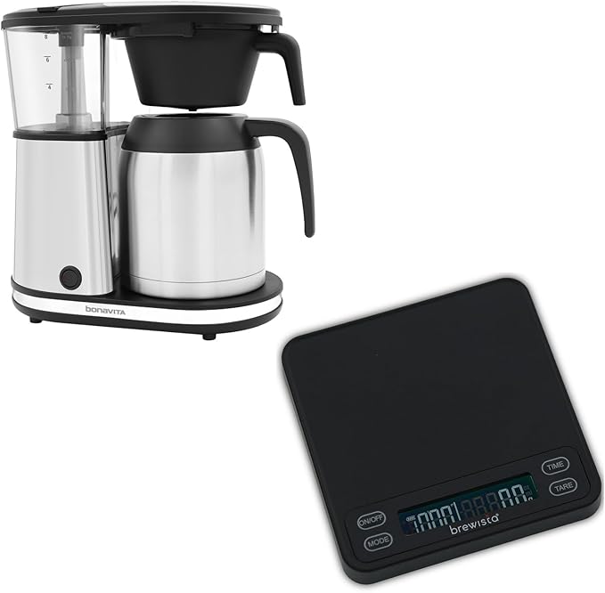 Bonavita 8 Cup Coffee Maker with Thermal Carafe, BV1901TS + Brewista Smart Coffee Scale III for Precision Brewing and Pour-Over Coffee