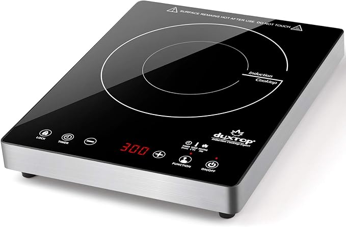 Duxtop Portable Induction Cooktop, High End Full Glass Induction Burner with Sensor Touch, 1800W Countertop Burner with Stainless Steel Housing, E200A, Black