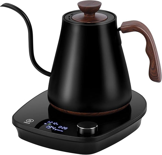 Gooseneck Electric Kettle, Intelligent Temperature Control, Stainless Steel Inner, Quick Heating, for Pour Over Coffee, Brew Tea, Boil Hot Water, 1000W 0.9L Black