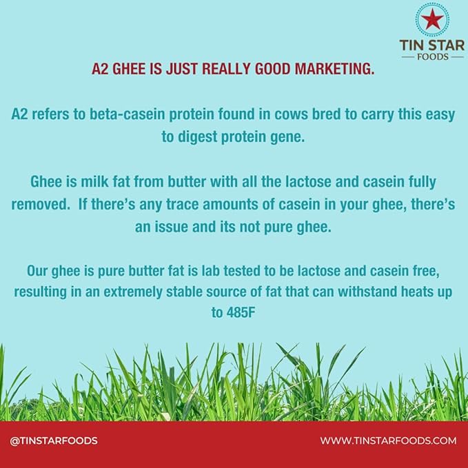 Tin Star Foods Grassfed Organic Ghee –365 Pasture Grazed, Hand Crafted Clarified Butter – Keto, Whole 30 and 21 Day Detox Approved, Lactose Free, Casein Free, – 32 fl oz