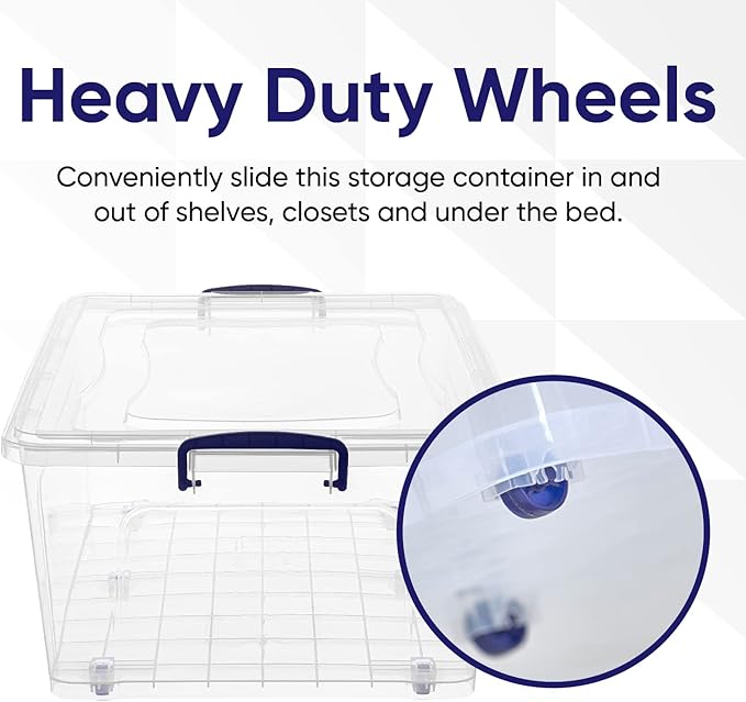 Superio Storage Bins with Lids, Clear Plastic Containers for Organizing, Stackable Totes, BPA Free, Odor Free, Organizer Boxes for Home, and Dorm (2 Pack, 60 Quart)