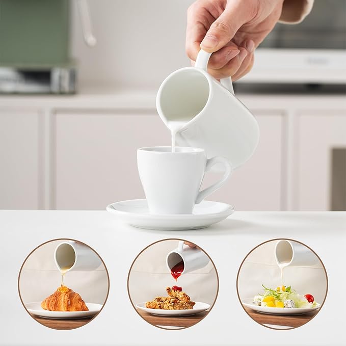 Sugar and Creamer Set, 4 Piece with Creamer Pitcher, Sugar Bowl with Lid and Spoon, Sugar Cube Tongs, for Coffee Accessories, Ceramic Coffee Serving Set