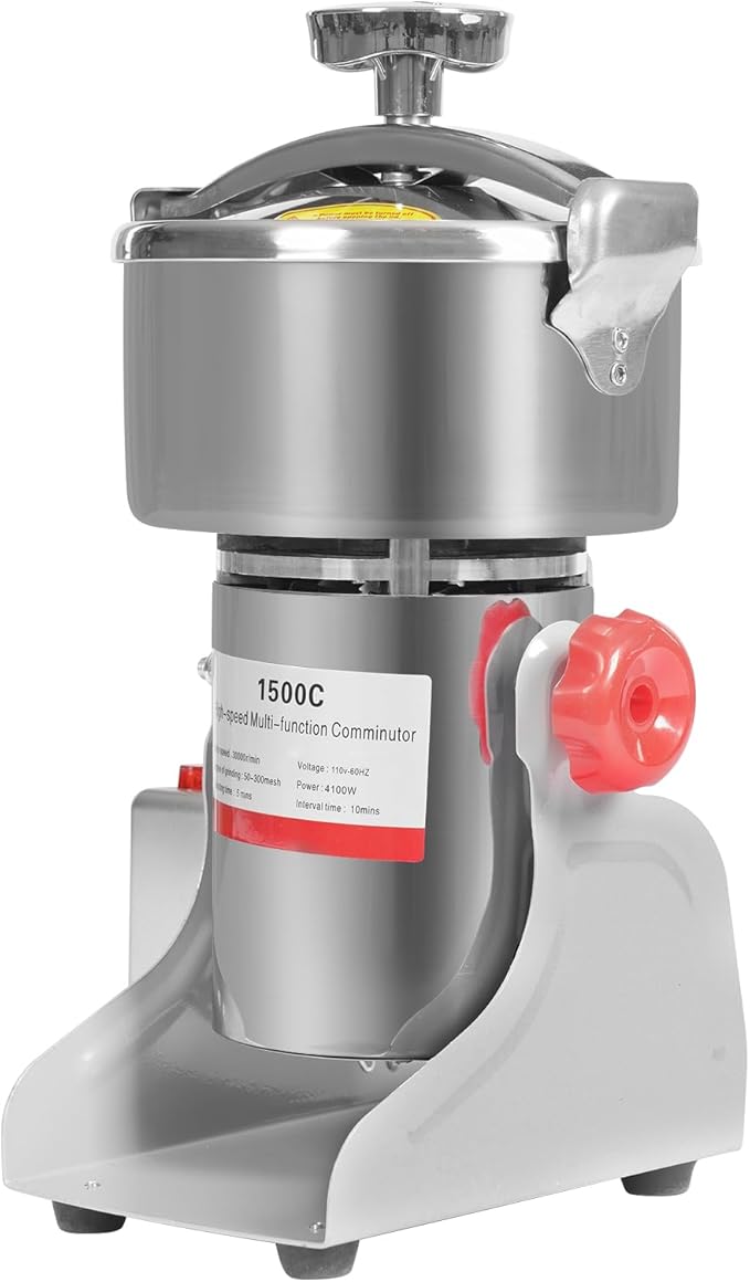 Electric Grain Mill Grinder High Speed 30000r/min Powder Machine Grain Spice Herb Grinder Dry Grinder Machine Stainless Steel Powder Grinder for Dry Spice Herbs Grains Coffee Rice Pepper (1500g 4100W)