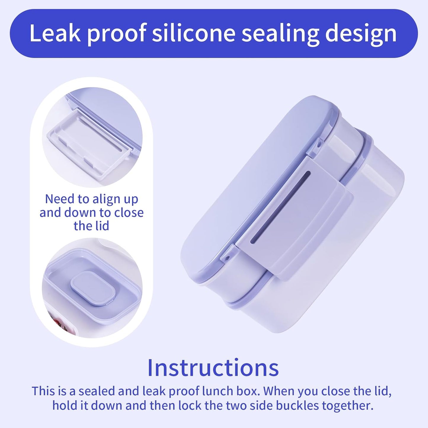 Lunchneo bento box for adults, separate for men and women, set of utensils and dipping containers, cute Japanese bento box, microwave heatable(White)