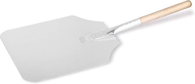 New Star Foodservice 50158 Aluminum Pizza Peel, Wooden Handle, 12 x 14 inch Blade, 26 inch overall