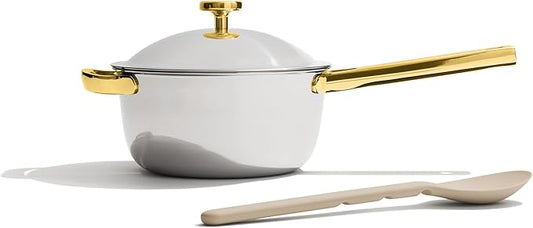 Our Place Titanium Mini Perfect Pot Pro - 2.75 Qt No-Coating Nonstick Pot | Tri-Ply Titanium & Stainless Steel | Oven-Safe up to 750°F & Compatible with All Cooktops | Gold