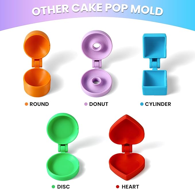 2 PCS Heart Cake Pop Mold Shapes Press Set, 3D Printed Cake Pop Cutter and Pusher, Baking Tools Accessories for Home Baking, Birthday Parties, Wedding Desserts