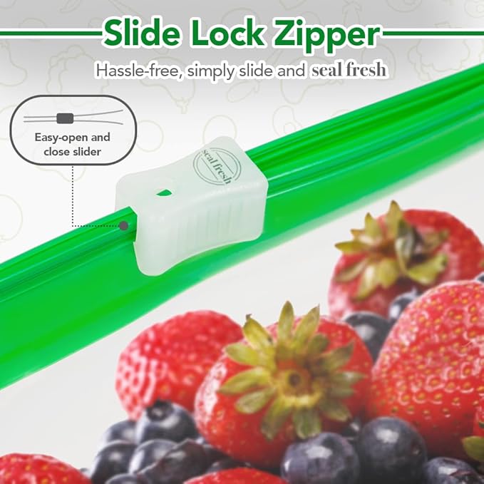 Gallon Slider Storage Bags 100 Pack — Reusable Freezer Bags with Expandable Bottom, BPA Free, Microwave Safe, Clear Gallon Food Storage Bags