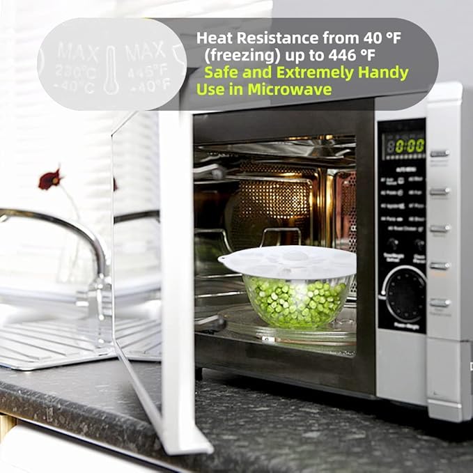 Silicone Lids for Food Storage - Silicone Bowl Covers Silicone Pot Lids BPA Free Silicone Suction Lids Silicone Microwave Cover Silicone Pot Covers for Cups Bowls Pots Pans Oven Fridge