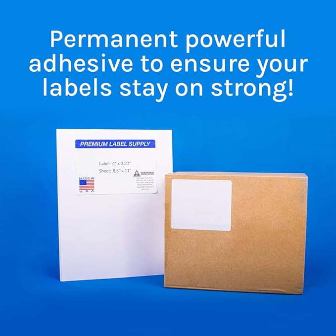 Premium Label Supply White Sticker FBA Labels – 4" x 3.33" – Laser/Inkjet Compatible – (6 per Sheet), 1000 Sheets - 6,000 Total Adhesive Labels