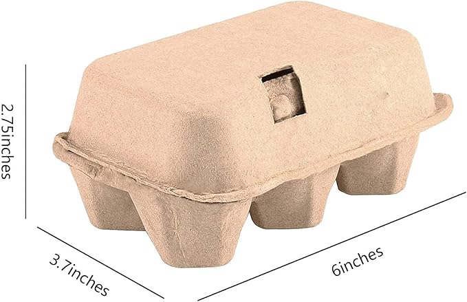 100 Pieces Natural Material Empty Egg Cartons, Each Holds 6 Fiber Egg Carton For Home, Farm, Market, Camping, Picnic, Travel,Reusable.