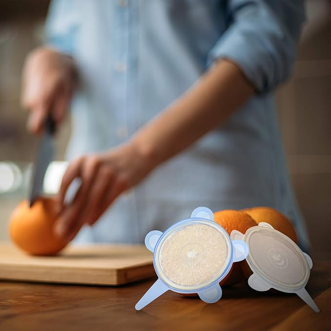 Patelai 24 Pieces Silicone Stretch Can Lids Reusable Expandable Jar Lid Soda Beer Cans Round Elastic Container Food Storage Covers for Mug Cup Small Bowl Fruits Vegetables Storage