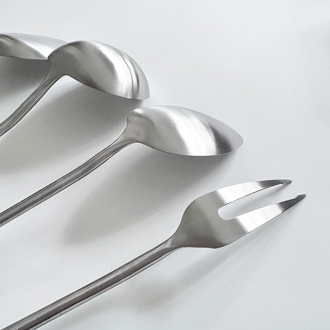 304 Stainless Steel Cooking Utensils Set 4 Piece 15 Inch Large Size Metal Kitchen Utensils Set Including Spatula,Ladle,Serving Spoon,Meat Fork,Stainless Steel Cooking Tools