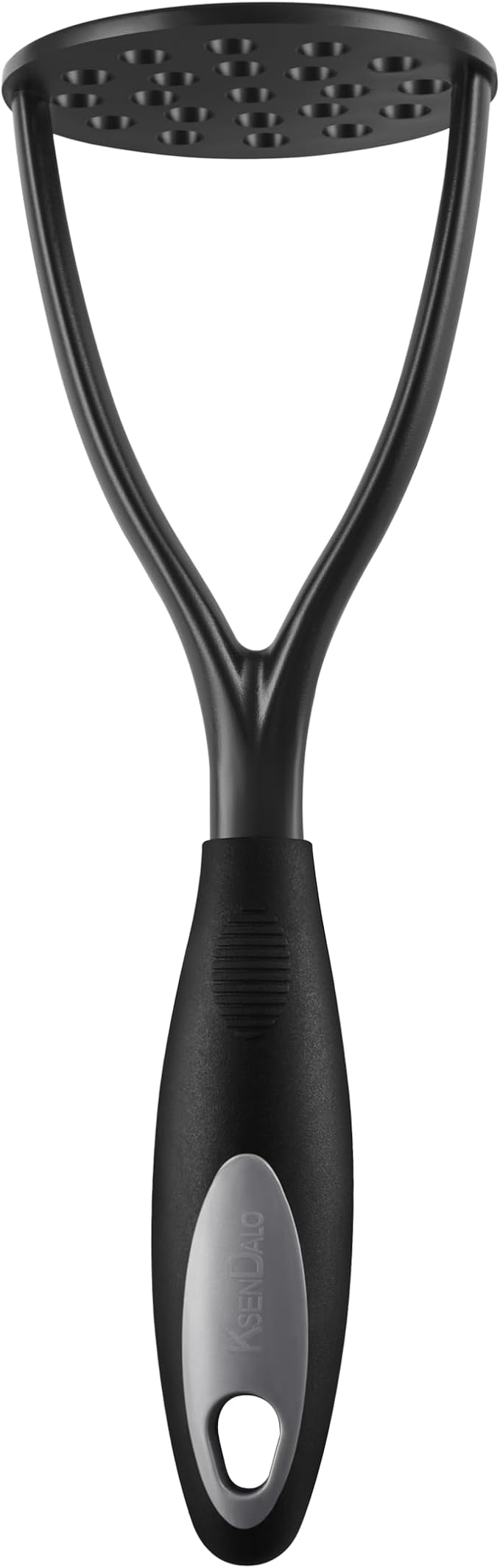 KSENDALO Nylon Potato Masher Set of 2, Thick Nonstick Food Masher Comfortable Rubber Wrapped Handle European Imported Nylon Blade, Black
