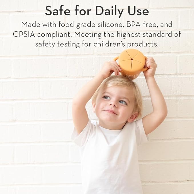 Snack Cups for Toddlers by Bella Tunno, Set of 2 Silicone Spill Proof Food Containers with Lids, Babies & Kids 6-12 Months, Love First Bite & Snack Queen