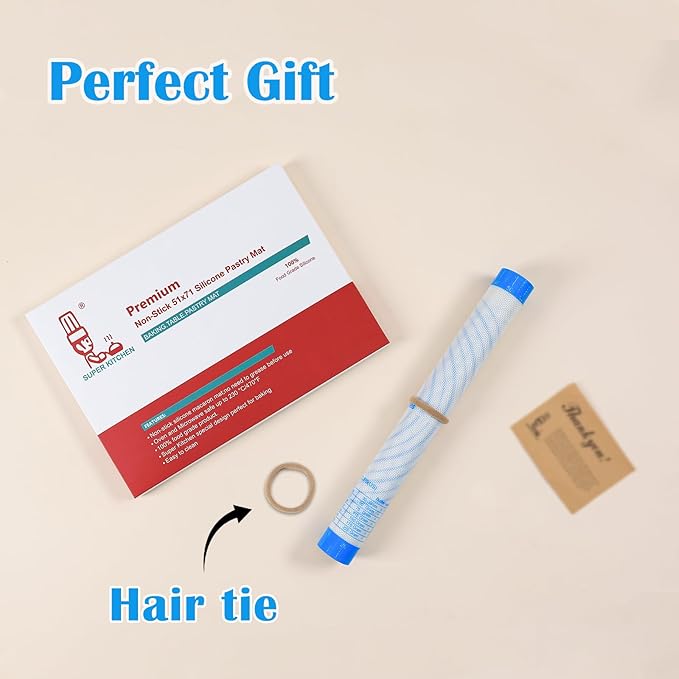 Nonstick Silicone Pastry Mat Extra Large with Measurements 28''By 20'' for Silicone Baking Mat, Counter, Dough Rolling,Fondant/Pie Crust By Folksy Super Kitchen (20×28, Blue)