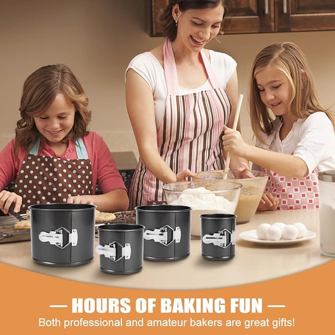 4Pcs Premium Springform Pan Nonstick - Cheesecake Pan With Removable Bottom - No Need For Parchment Paper - Spring Form For Baking - Leak-Proof Cake Pan (Black)