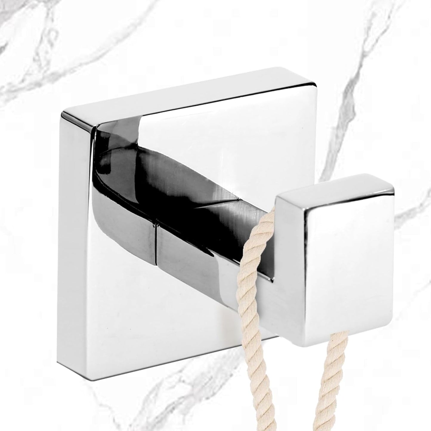 IBosins 4 Pack Towel Hooks Hand Towel Holder for Bathroom Wall Livingroom Bedroom Kitchen Closet Heavy Duty Stainless Steel Hook Hanger for Robe, Bath Towel, Coat (Square Polished Chrome)