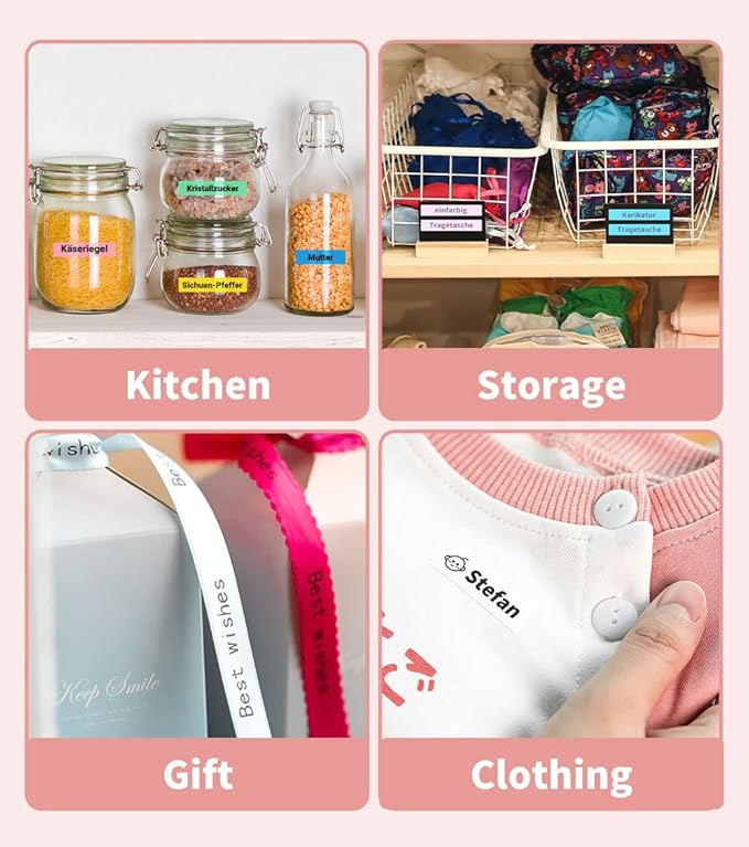 Phomemo P12 PRO Label Maker Machine with Tape, Mini Bluetooth Portable Thermal Labelmaker for Home, Office, Organizing, Kitchen, Wireless Small Label Makers with Multiple Templates, Pink