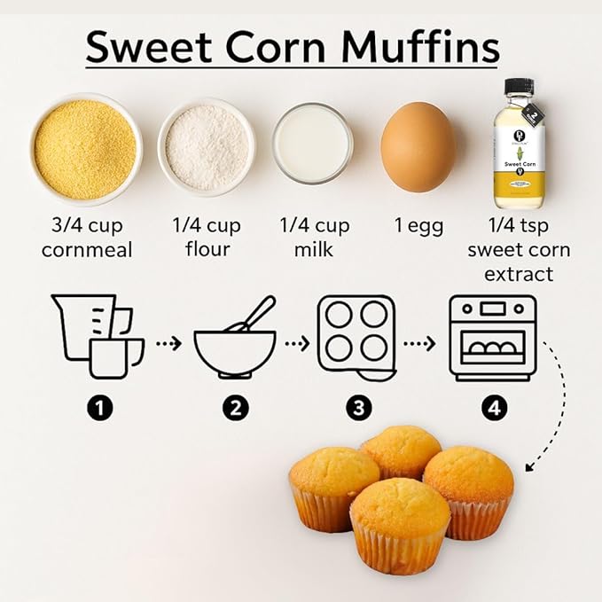 Dolce Flav Natural Sweet Corn Extract – 2 Ounce Water-Soluble Kosher, Sugar-Free, Concentrated Savory-Sweet Flavor for Baking, Cornbread & Ice Cream, Includes Measured Dropper