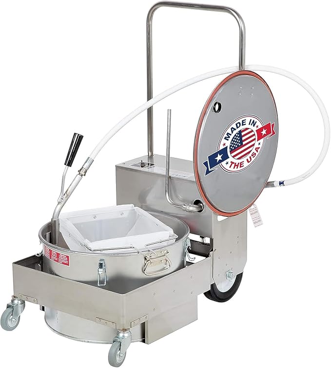 MirOil BD 707 Electric Oil Filter Machine & Discard Trolley, Portable Oil Filter Machine for 75lb Fryer Grease, Filtration System for Deep Fryers for Restaurants, Food Service, Food Trucks & Caterings
