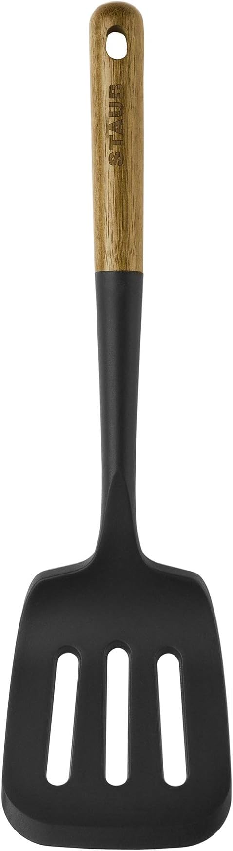 STAUB Cast Iron Set 4-pc, Stackable Space-Saving Cookware Set, Dutch Oven, Skillet, Grill Pan & Silicone Spatula Turner, Perfectly Angled for Lifting Pancakes, Sandwiches