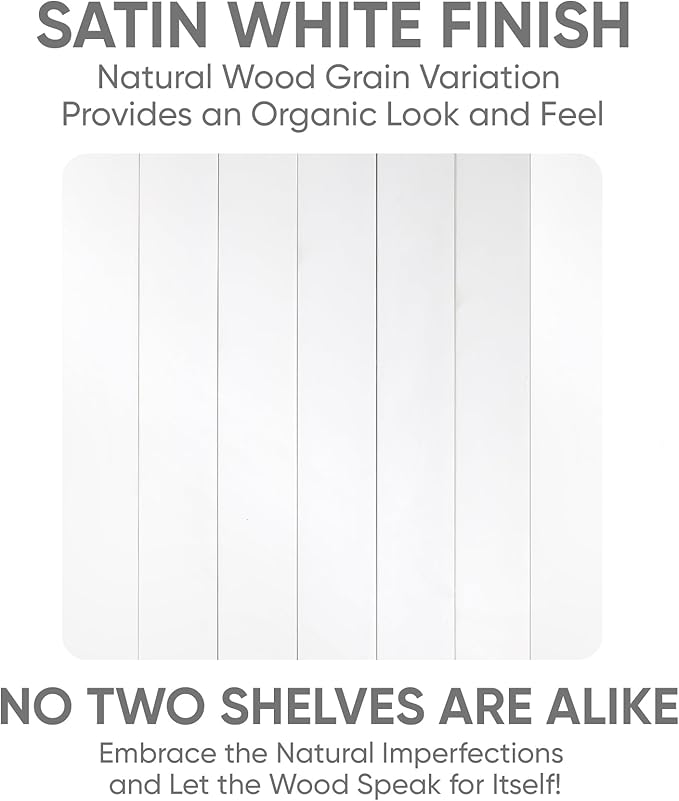 Homeforia White Floating Shelf 48 inches, High End Solid Real Wood 48inch Long Floating Shelves for Wall Mounted, White Wooden 48in Floating Shelves, Heavy Duty Bracket, 48 X 6.5 X 1.75 inch, Set of 2