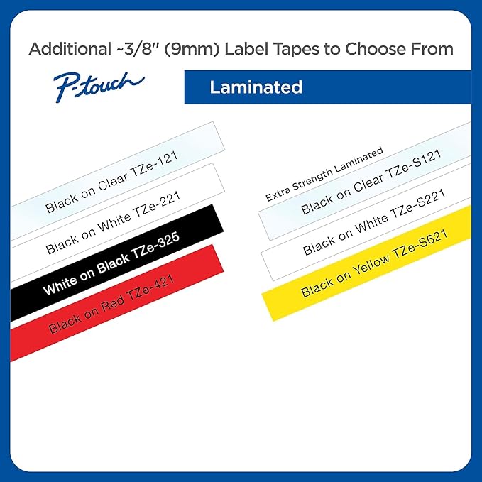 Brother(R) TZe-221 Black-On-White Tape, 0.38in. x 26.2ft., BRTTZ221