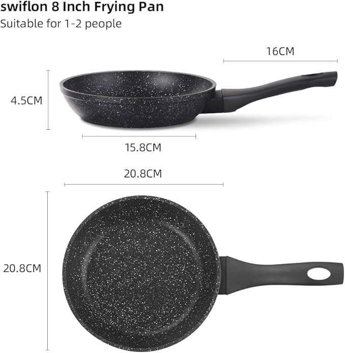 Non Stick Frying Pans,Healthy Stone Cookware,Deep Frying Pan Skillet,Omelette Pan,Egg Pans Nonstick，PFOA-free Non Toxic Frying Pan (8 Inch)