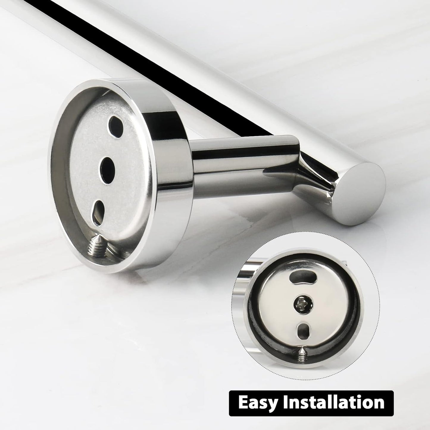 NearMoon Bath Towel Bar, Bath Accessories Thicken Stainless Steel Shower Towel Rack for Bathroom, Towel Holder Wall Mounted (1 Pack, Chrome Finish, 26 Inch)