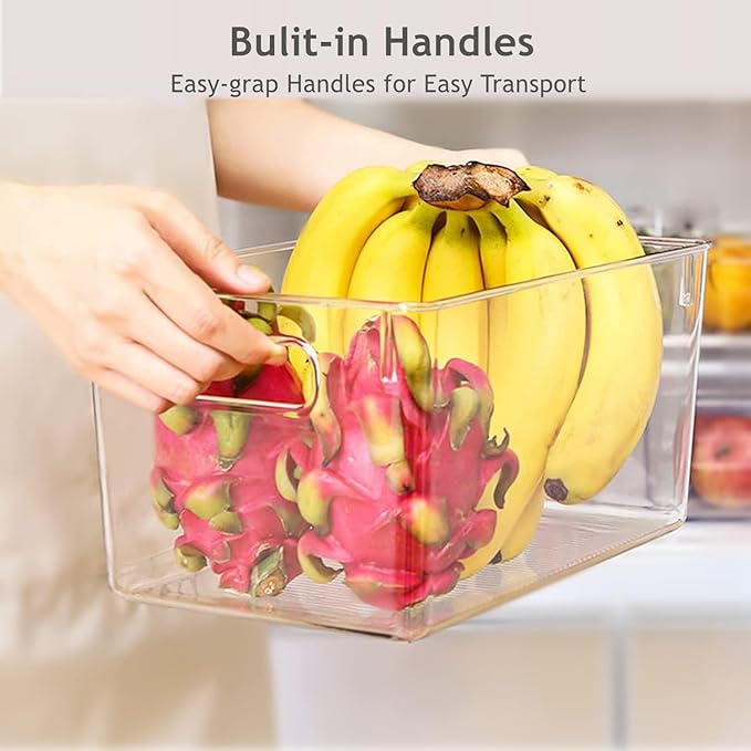 Set of 8 Clear Plastic Storage Bins, Pantry Organization and Storage, Transparent, Plastic, 4 Small + 4 Large