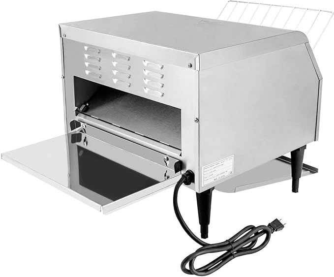 Commercial Conveyor Toaster 450 Slices/Hour Stainless Steel Conveyor Toaster 2600W Electric Toasters Oven Heavy Duty Countertop Restaurant Toaster for Cafes Bun Bagel Bread