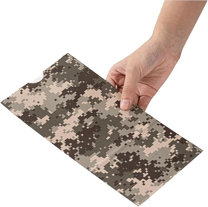 Restaurantware Bag Tek 4 LB Disposable Lunch Bags 100 Sturdy Take Out Bags - Flat Bottom Great For Restaurants Cafes And Bakeries Camouflage Paper Popcorn Bags Versatile For Grocery And More