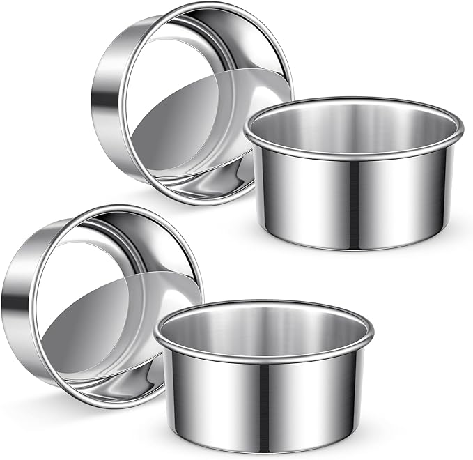 4 Inch Cake Pan Set of 4, Removable Bottom & Easy Releasing Mini Cake Pan, 304 Stainless Steel Round Cake Pan, Leakproof & Nonstick Small Cake Baking Pans, Non-Toxic & Healthy