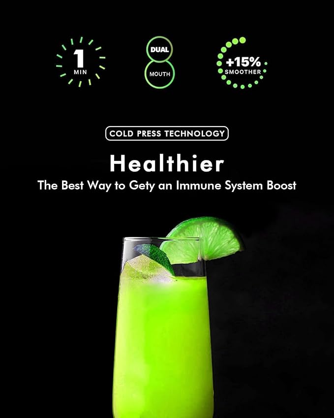 SiFENE Slow Masticating Juicer Machine, Dual 3" Wide Mouth, Anti-Clog Function, Wheatgrass, and Fruit Juice Extractor Maker. Easy to Clean & Non-BPA, White