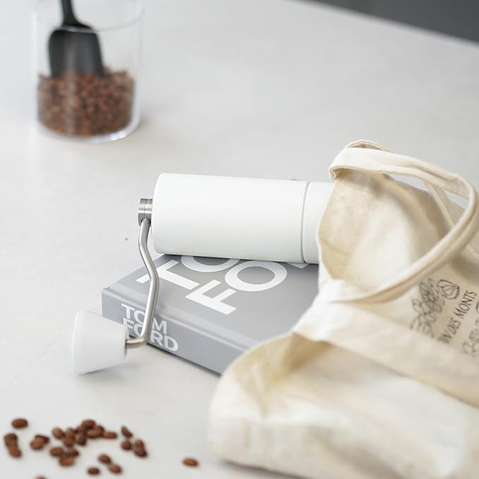 TIMEMORE Manual Coffee Grinder Stainless Steel Conical Hand Grinder Burr Chestnut C2S Internal Adjustable Setting Capacity 20g Pour Over Mocha Coffee for Travel, Camping, Home White