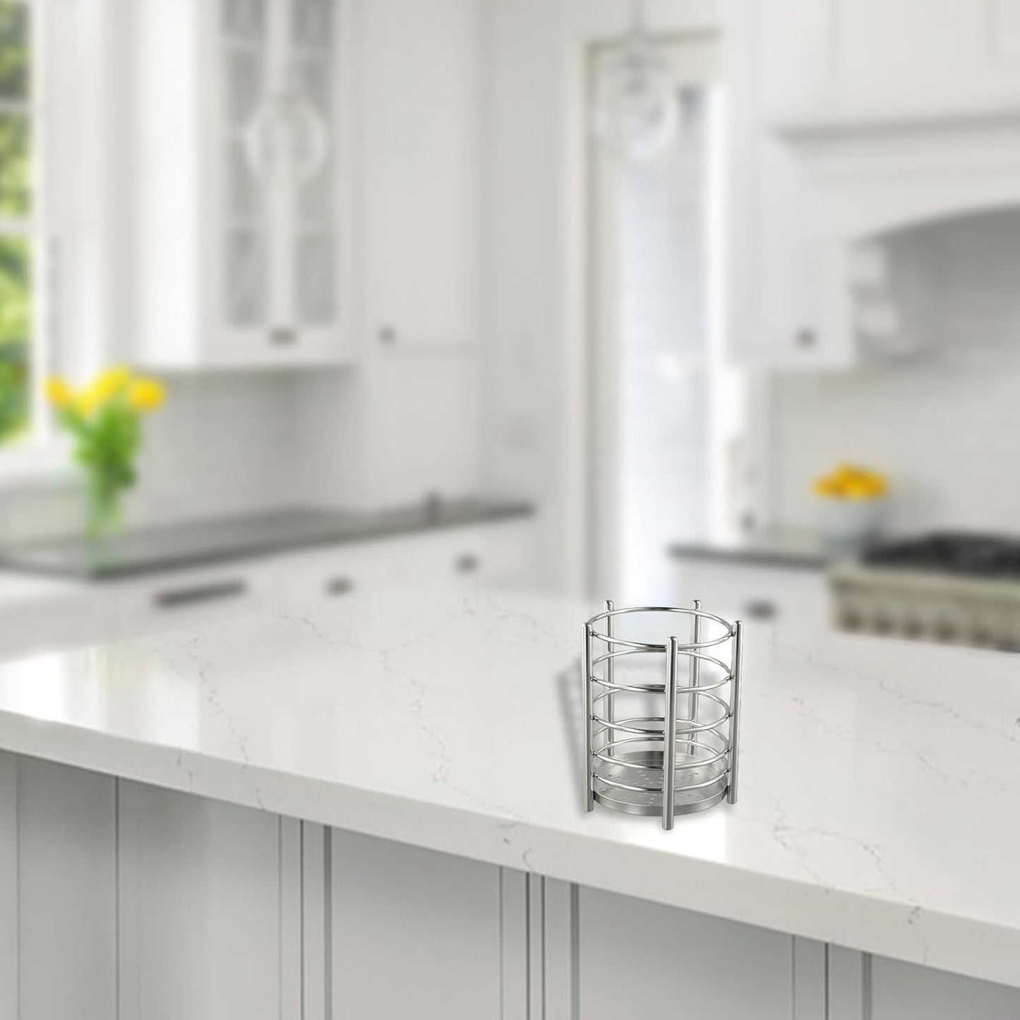 Utensil Holder, Stainless Steel Utensil Drying Rack, Dish Drainer for Kitchen Counter, Cutlery Flatware Holder Forks, Knives, Spoons, Chopsticks Organizer