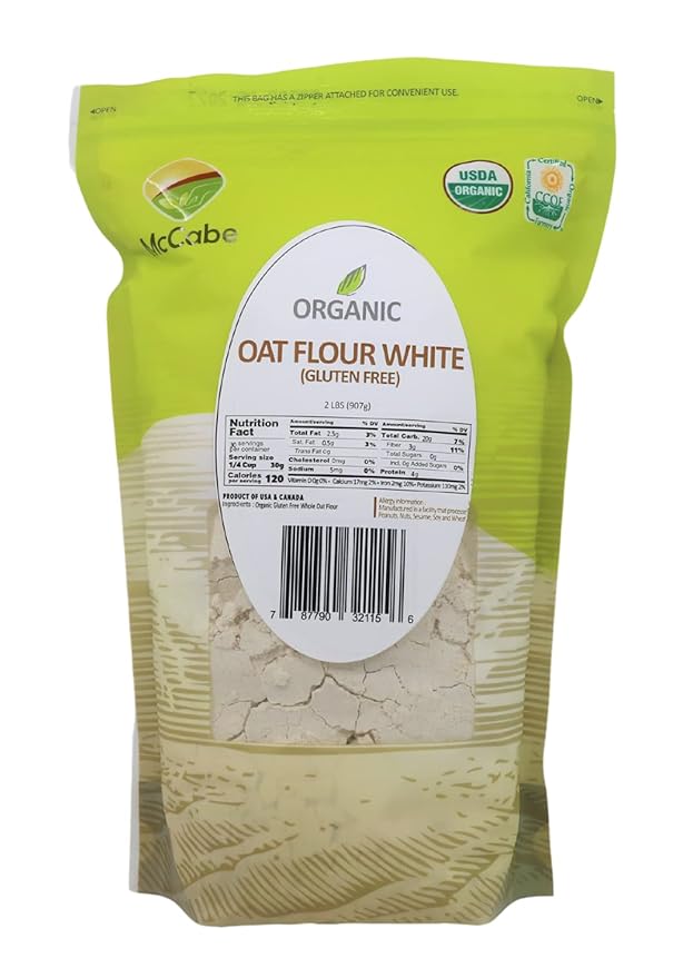 McCabe Organic Oat Flour White - Oat Flour Organic | Rich with Fiber & Minerals | USDA and CCOF Certified | Product of USA | 2Lbs