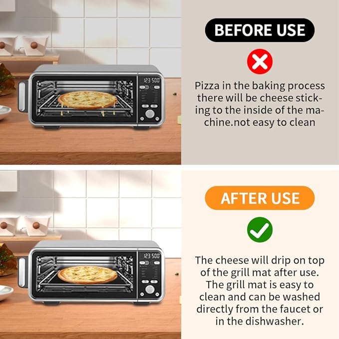 for Ninja Reusable Air Fryer Liners 12x12inch, Oven Liner for Bottom of Toaster Oven, 3x Liners + 3x Mesh Sheets, Non-Stick Baking/Microwave/Grill Mat,450°F,Pre-Cut Square for SP101/SP201/SP301/SP351