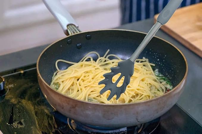 Silicone Pasta Fork, Spaghetti Server, Professional Pasta Server Spoon Heat Resistant Noodle Spoon, Spaghetti Strainer Best Cooking Tools