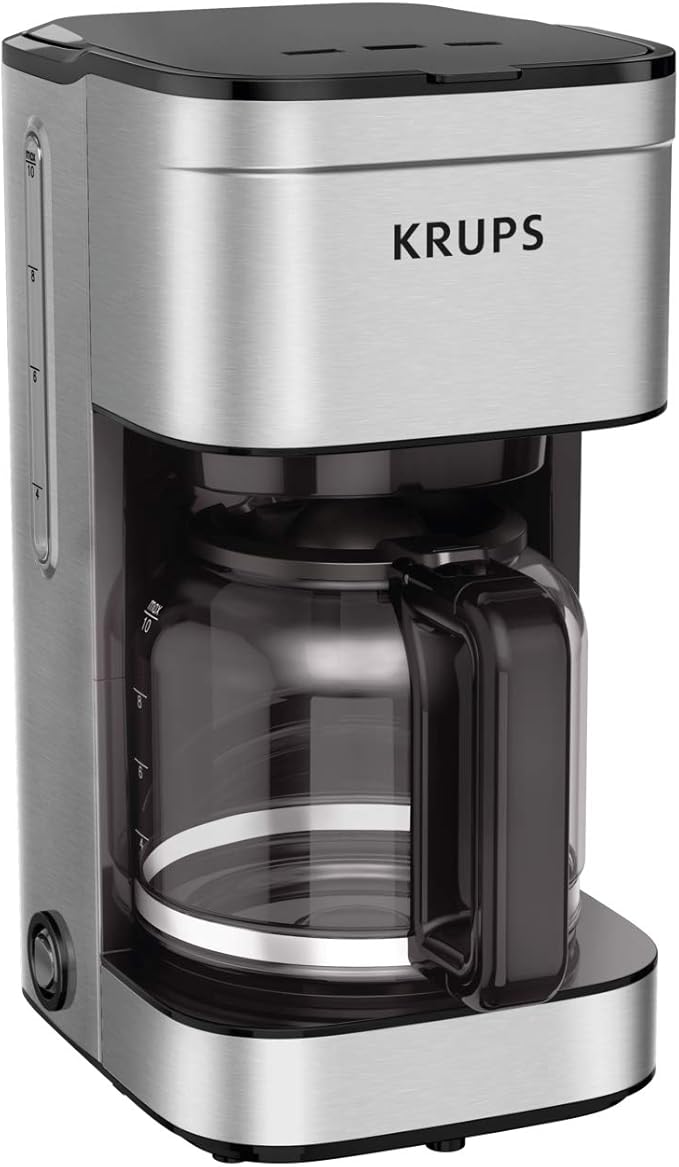KRUPS Newer Model Drip Coffee Maker, 10-Cup, Silver