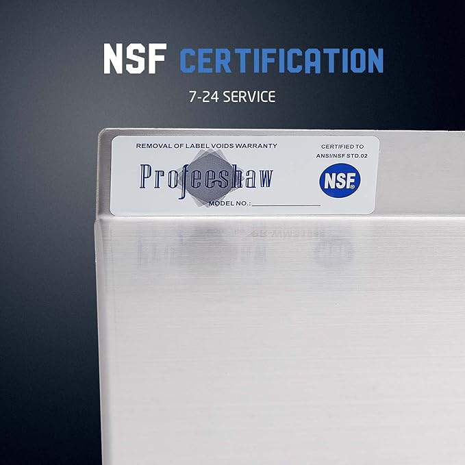 Profeeshaw NSF Stainless Steel Shelf 14” x 36”, 300 lb Commercial Shelves Wall Mounted Metal Shelving with Backsplash and 2 Brackets for Restaurant, Bar, Utility Room, Kitchen and Garage