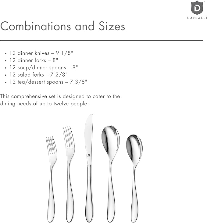 Silverware Set for 12 | 18/10 Stainless Steel Flatware Set | Mirror Finish, Heavy-Duty, Dishwasher Safe, Elegant & Durable, Built to Last (60-Piece, Marettimo)