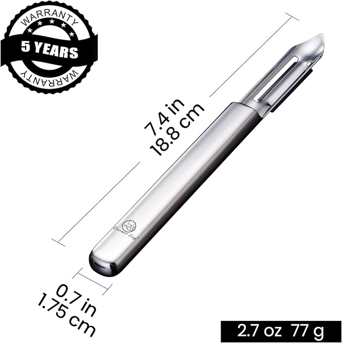 Stainless Steel Vegetable Peeler, Ultra Sharp Potato Peeler, Best for Peeling Veggie & Fruit, Seamless One-Piece Design, Peel Both Ways - Left & Right-Hand Friendly, Dishwasher Safe, 5-Year Warranty