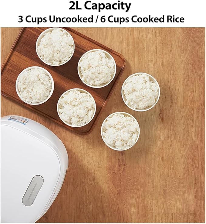 Joydeem Ceramic Rice Cooker FD20S-W, 4 Cups Uncooked Rice Cookers with Pure Ceramic Inner Pot, 24h Dealy Start, 2L, White
