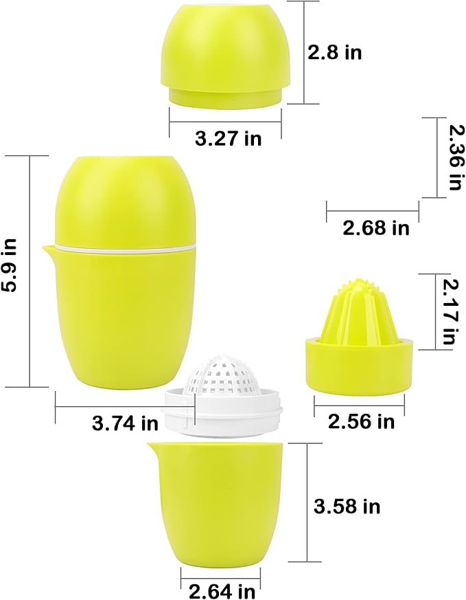 Hand Juicer - Citrus Juicer with Lemon Shape - Hand Lemon Juicer with Two Press Options for Different Fruits (Yellow)