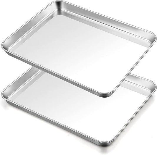 TeamFar Baking Sheet, 17.6’’ x 13’’ x 1’’ Stainless Steel Large Cookie Sheet Half Baking Pans, Non-toxic & Healthy, Easy Clean & Dishwasher Safe, Heavy Duty & Sturdy- Set of 2