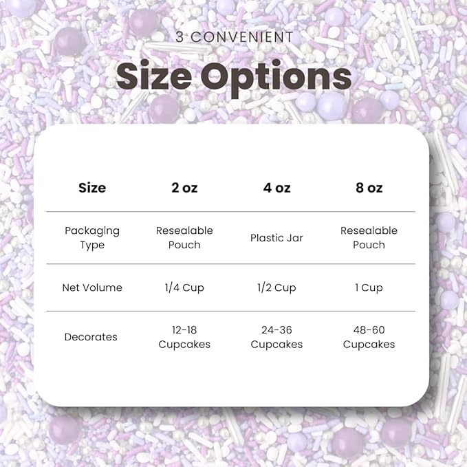 Sprinkle Pop Perfectly Purple Sprinkle Mix| Monochromatic Mix of Rich Purple White & Lavender Sprinkles Made in USA for Decorating Valentine’s Day Bridal Shower Birthday Cakes Cookies Cupcakes, 2oz