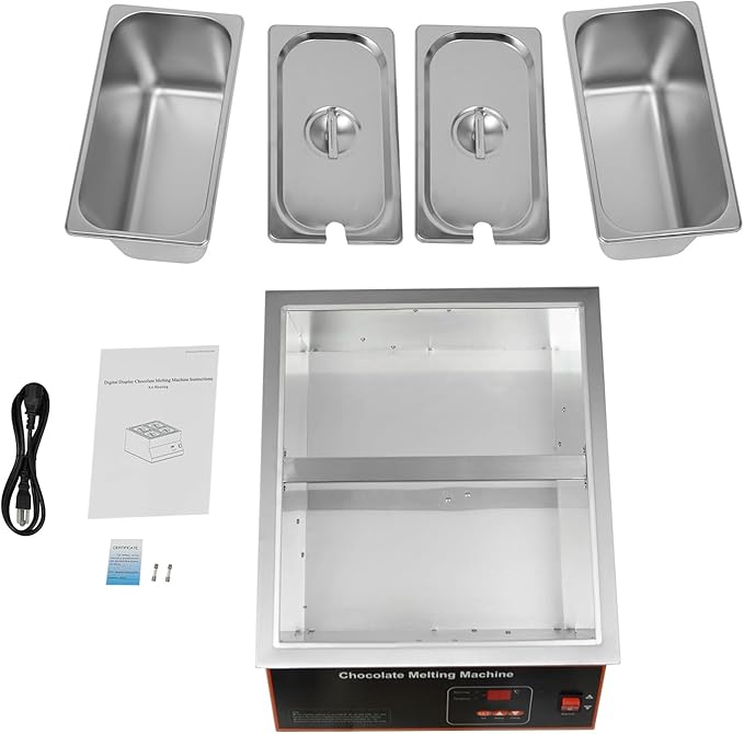 Digital Control Chocolate Tempering Machine 27 Lbs 2 Tanks Commercial Chocolate Melting Machine, TEMP Control 32-203°F, 110V 500W Electric Chocolate Melting Pot with Lids for Chocolate/Milk/Cream